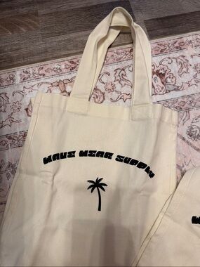 Cream Canvas Tote Bag with Palm Logo